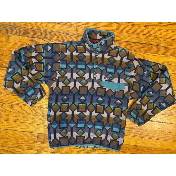 Patagonia Snap T Synchilla Fleece Abstract Pattern Geometric 2019 Mens S - Picture 1 of 12